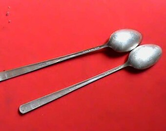 Lot of two Gorham 1941 Camellia pattern 7 1/2 inch Sterling Silver iced tea spoons no monogram