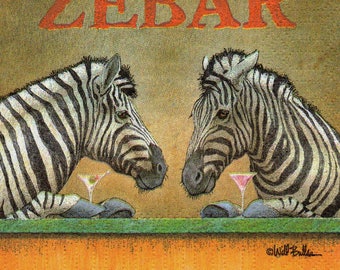 COCK 116 the ZEBRAS 1 paper cocktail napkin