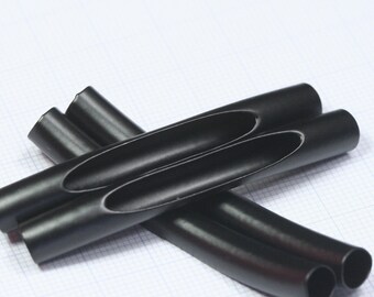 10 pcs Black Painted Brass Curved Tube 7x60mm (hole 6,4mm) E607B 1850