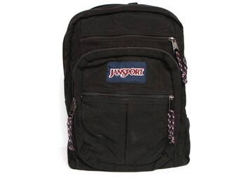 JANSPORT black distressed punk GRUNGE vintage 90s BACKPACK day pack