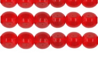 Goes well with Cat's Eye Beads, 15" Strand, Glass beads - RED - Choose your size