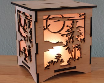 Sunset Silhouette NightLight Laser Cut Lamp