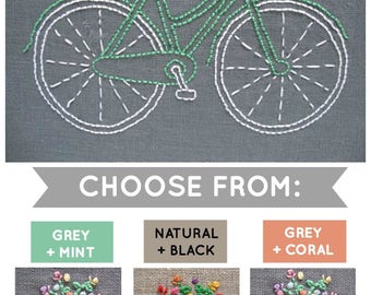 Embroidery Kit, Beginner Modern Embroidery Kit, DIY Embroidery Kit, DIY Embroidery, Hand Embroidery Kit, Bicycle Embroidery Pattern, Bicycle