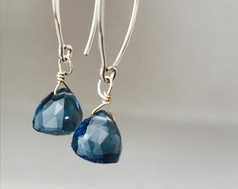 London Blue Topaz Earrings AAA Quartz Earrings Gemstone earrings Blue Topaz December Birthstone Bridsmaids Earrings London Blue Earrings