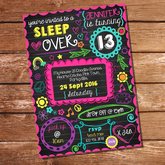 Girls Sleepover Party Invitations 2