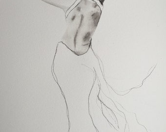 Lady in Backless dress GICLEE PRINT 11.5 x 16 inches (29 x 42cm)