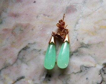 Jade Dangle Earrings, Pierced.