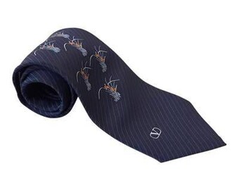 VALENTINO Vintage Silk Blue Striped Tie