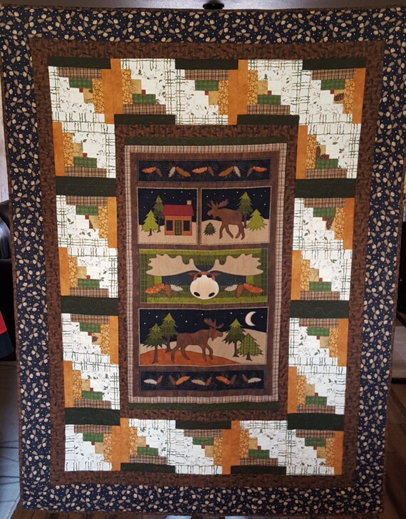 items-similar-to-moose-log-cabin-quilt-on-etsy