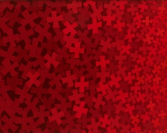 XOXO Cross and round shades of red fabric