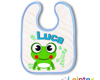 Bib Boy Blue with name Frog Baby Bib No152