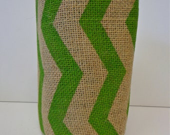Green Chevron Burlap, 10 Yard Roll