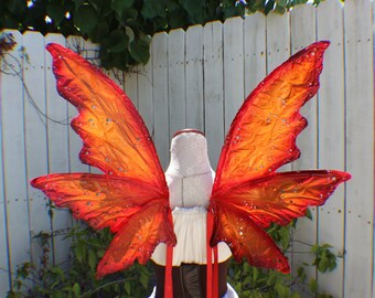 Custom Red, orange, yellow, burgundy and brown Autumn 6 wing fairy woodland wings