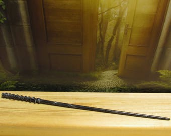 Black Ebony Helix Style Magic Wizard Wand Costume Accessory - Black Ebony Helix wand by MDH Toys