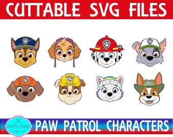 Paw Patrol Characters SVG, PNG Files Silhouette Cameo and Cricut Files