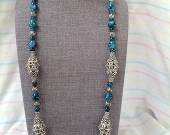 Teal and Silver Necklace