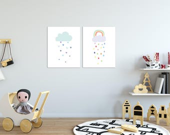 Rainbow Nursery - Rainbow Wall Art - Cloud Nursery - Cloud Nursery Decor - Cloud Wall Art - Nursery Decor - Nursery Wall Art - Baby Room