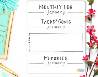 Monthly Log • Tasks & Goals • Monthly Memories • Minimalism Planner 2017 • Bullet Journal Stickers • Personal Planner Headers • BuJo Sticker