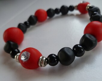 Red and Rhinestone Bracelet