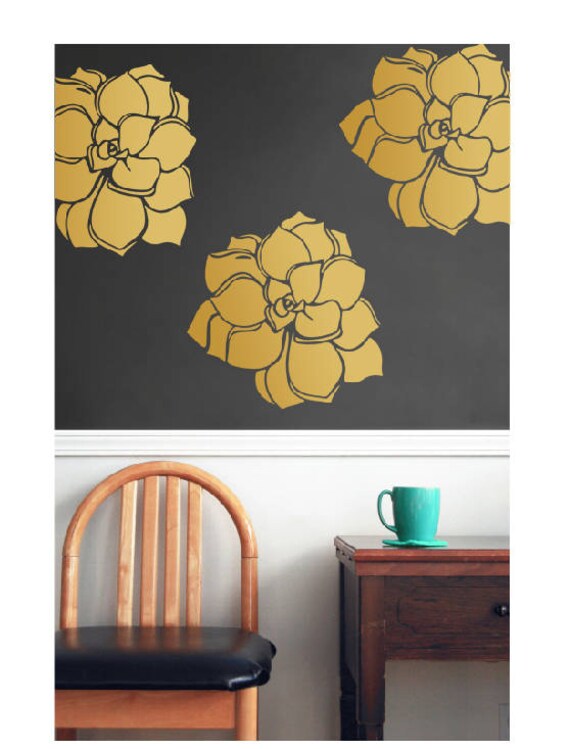 Gold vinyl Wall Flower Decal Vinyl wall decal flower blooms