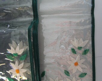 Vintage Handmade Clear Plastic Place Mats with Felt Daisies Set of 8