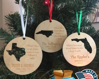 Personalized State Ornaments *** Home Ornament *** Family Gift *** Stocking Stuffer *** Personalized Gift *** Christmas Holiday Ornament ***