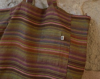 Striped LINEN Tote Bag, Linen Shopping Bag, Market Bag, Beach Bag, Linen Bag, Reusable Bag, Striped Tote