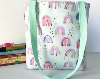 whimsical rainbow bible bag