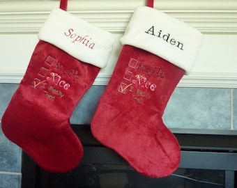 Closeout. Personalized Embroidered "I Really Tried" 19" Plush Christmas Stocking