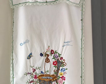 Tea towel hand embroidered