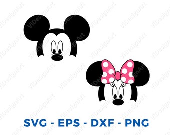 Mickey Minnie Mouse LAYERED Head Face SVG Png Vector Cut File Cricut Silhouette Cameo Vinyl Decal Disney Printable Tshirt Transfer
