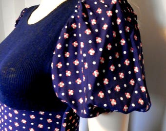 Pretty 1960's Puffed Sleeve Maxi Dress By 'Shelana'- Size 8-10