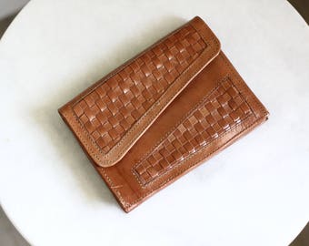 1970s woven leather wallet // 1970s leather wallet // vintage wallet