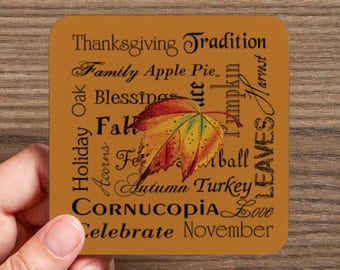 Thanksgiving Drink Coaster (4 coasters in a set)
