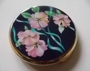 Stratton Pink Flowers Vintage Compact