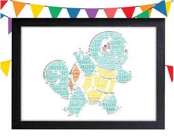 Personalized Gift Squirtle Gift Pokemon Gift For Pokemon Fan Squirtle Wall Prints Wall Art Wall Decor Personalised Gift Wall Art Prints