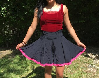 Cullotes skirt,cullotes,shorts,black,pink,small,S ,Contempo casuals