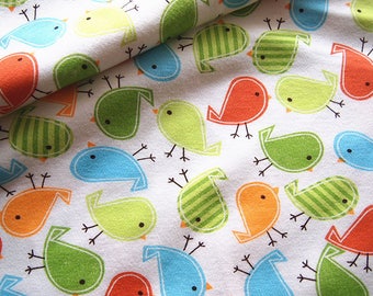 Fabric cotton jersey printed colorful birds 50 * 96 cm