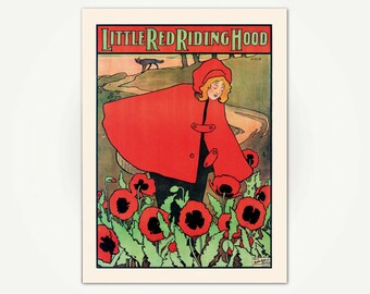 Little Red Riding Hood Vintage Children's Book Illustration Print