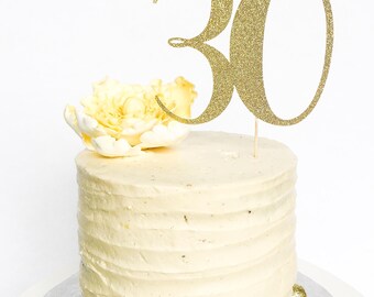 30 Birthday Cake Topper • Thirty Cake Topper • Gold Glitter Topper • Age Cake Topper • Number Cake Topper