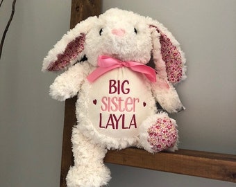 Personalized stuffed animal, Big Sister animal Design, big sister gift, best big sister gift, sister stuffed animal, embroidered