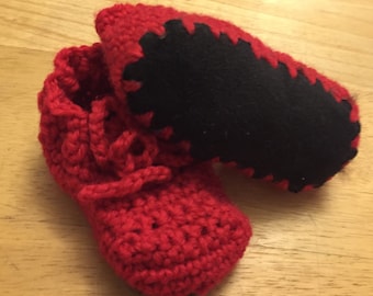 Red Wool and Sheepskin Booties