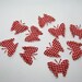 Set of 10 applications sewing pattern red and white fabric butterflies with silver edge of the wings - ref 6F seed beads