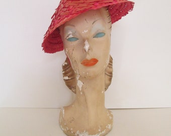 Brigitte Bardot Vintage 1950s 50s Atomic Cone Raffia Straw Woven Sun Hat -Deadstock/Nos-French Riviera-Dolce Vita-Pinup-Bombshell-Pool Party
