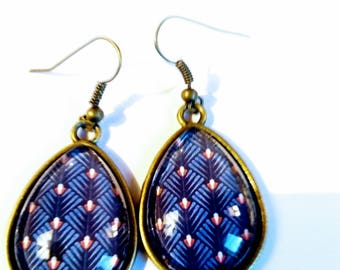 chic dangle earrings blue and Red