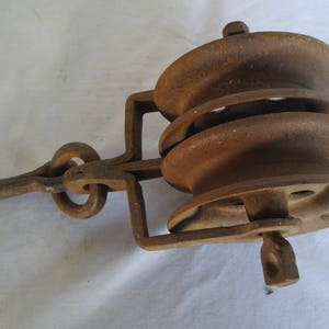 Vintage Barn Find, Hand Made Pulley, Duel Wheel, Very Old Machine Part, Heavy Hand Forged Steel