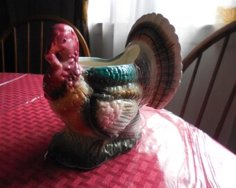 Vintage Japan Parma By AAI Ceramic Turkey Colorful Holiday Thanksgiving 1950s to 1960s Numbered Planter Decor