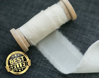 Ivory Silk Ribbon; 100% Silk; Wedding bridal bouquet, invitations, wedding favors, wedding photography styling