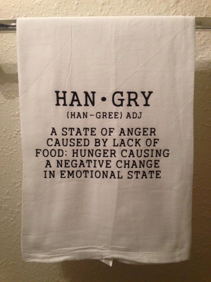 Kitchen Towel Hangry Funny Home decor Humorous Gift