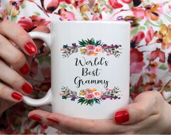 World's best grammy, worlds best grammy mug, coffee mug, grammy mugs, gift for grammy, floral grammy mug, floral mug, gift for grammy
